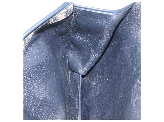 Borsa a Spalla in Tela Trotter Christian Dior Blu Navy Oro Auth 176478 D'oro - vista 18