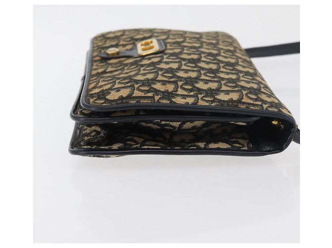 Borsa a Spalla in Tela Trotter Christian Dior Blu Navy Oro Auth 176478 D'oro - vista 3