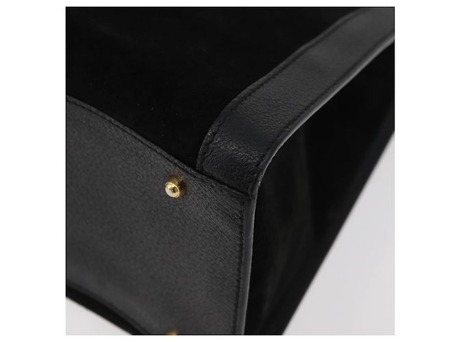 Borsa a Mano GUCCI Bamboo Camoscio Nero Oro 002 1186 0260 Auth BA12037 D'oro - vista 14