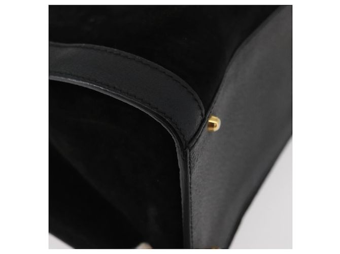 Borsa a Mano GUCCI Bamboo Camoscio Nero Oro 002 1186 0260 Auth BA12037 D'oro - vista 15