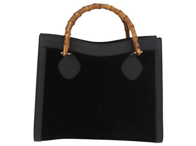 Borsa a Mano GUCCI Bamboo Camoscio Nero Oro 002 1186 0260 Auth BA12037 D'oro - vista 2