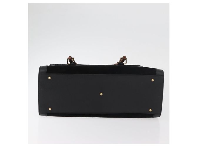 Borsa a Mano GUCCI Bamboo Camoscio Nero Oro 002 1186 0260 Auth BA12037 D'oro - vista 5