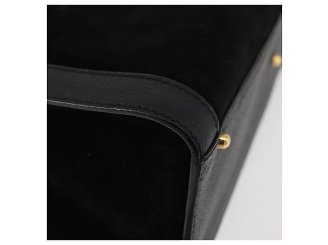 Borsa a Mano GUCCI Bamboo Camoscio Nero Oro 002 1186 0260 Auth BA12037 D'oro - vista 9