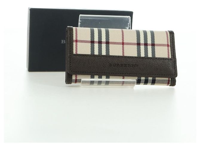 BURBERRY Nova Check Key Case Canvas Beige Brown Auth am11325V - view 12