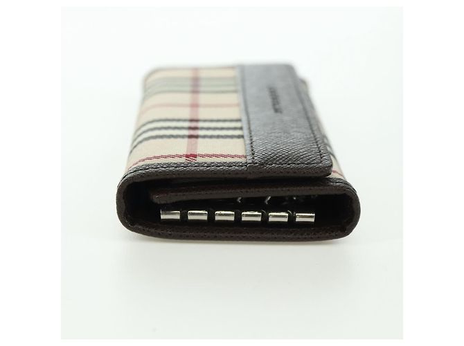 BURBERRY Nova Check Key Case Canvas Beige Brown Auth am11325V - view 3