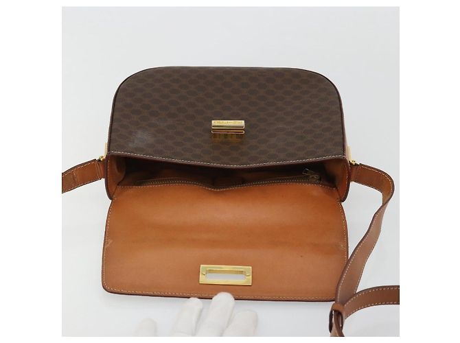 Céline Borsa a Spalla in Tela Macadam CELINE in Pelle PVC Marrone Oro Auth YKZ1298 D'oro - vista 10
