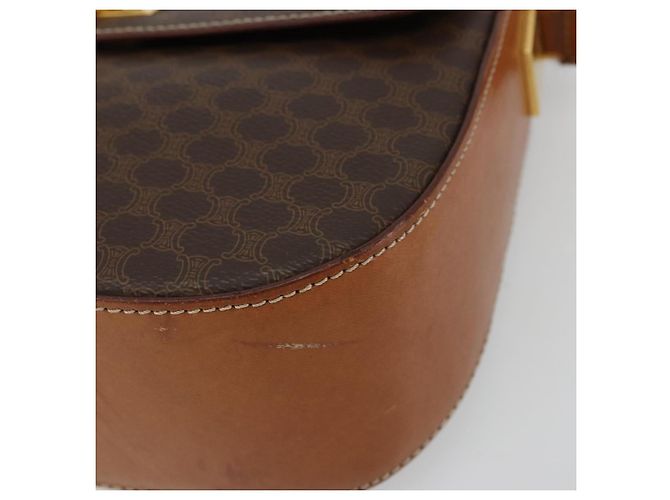 Céline Borsa a Spalla in Tela Macadam CELINE in Pelle PVC Marrone Oro Auth YKZ1298 D'oro - vista 14