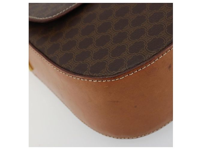 Céline Borsa a Spalla in Tela Macadam CELINE in Pelle PVC Marrone Oro Auth YKZ1298 D'oro - vista 15