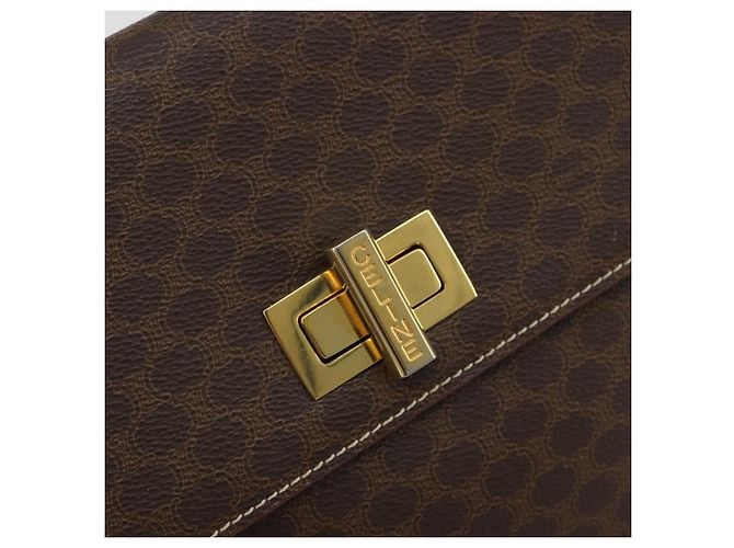 Céline Borsa a Spalla in Tela Macadam CELINE in Pelle PVC Marrone Oro Auth YKZ1298 D'oro - vista 18