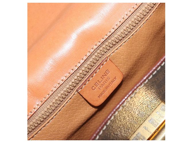 Céline Borsa a Spalla in Tela Macadam CELINE in Pelle PVC Marrone Oro Auth YKZ1298 D'oro - vista 19