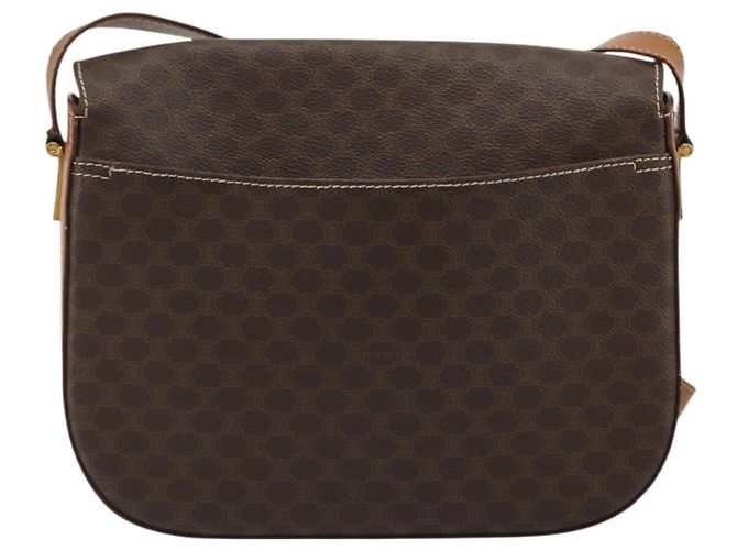 Céline Borsa a Spalla in Tela Macadam CELINE in Pelle PVC Marrone Oro Auth YKZ1298 D'oro - vista 2