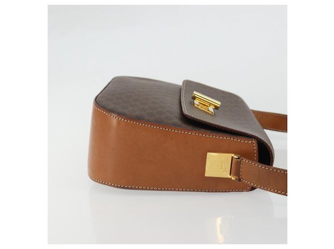 Céline Borsa a Spalla in Tela Macadam CELINE in Pelle PVC Marrone Oro Auth YKZ1298 D'oro - vista 3