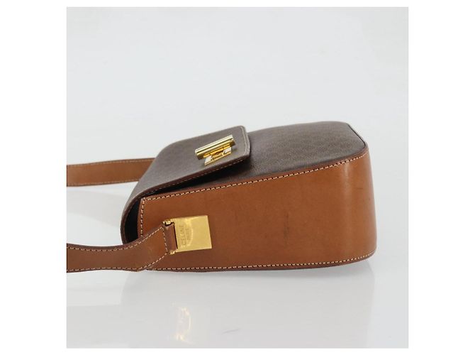 Céline Borsa a Spalla in Tela Macadam CELINE in Pelle PVC Marrone Oro Auth YKZ1298 D'oro - vista 4