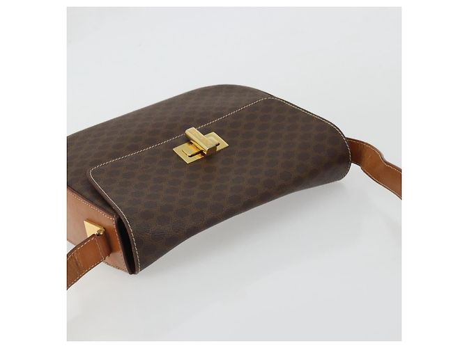 Céline Borsa a Spalla in Tela Macadam CELINE in Pelle PVC Marrone Oro Auth YKZ1298 D'oro - vista 6