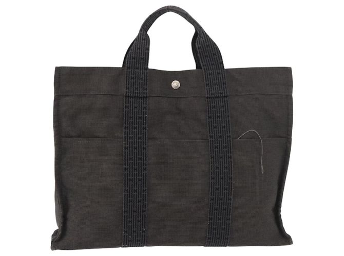 Hermès HERMES Handtasche Her Line MM aus grauem Canvas Auth 176493 Braun - Ansicht 2