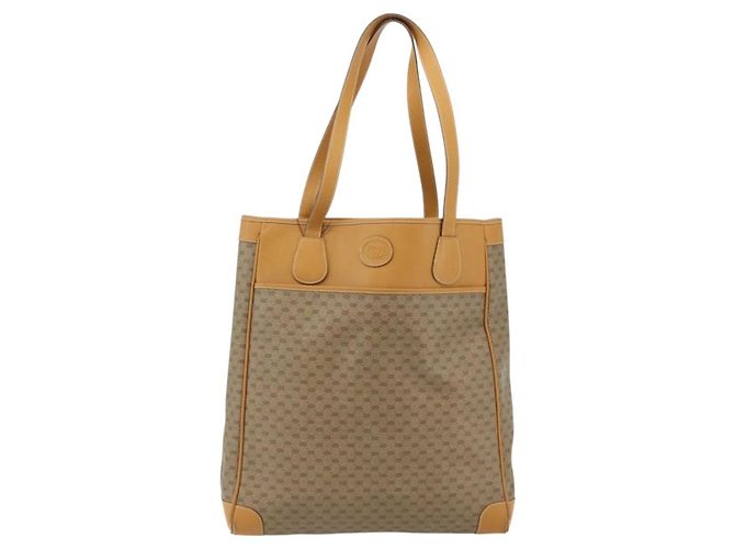 Gucci Borsa tote Micro GG Supreme in PVC beige e oro Auth 175743 D'oro - vista 13
