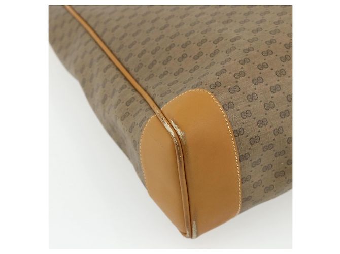 Gucci Borsa tote Micro GG Supreme in PVC beige e oro Auth 175743 D'oro - vista 16