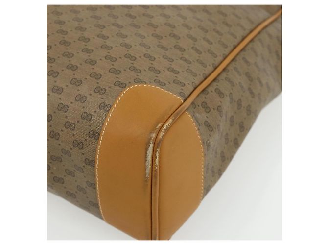 Gucci Borsa tote Micro GG Supreme in PVC beige e oro Auth 175743 D'oro - vista 9