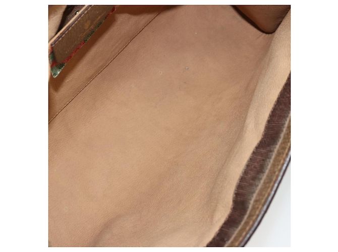 Borsa Sherry Line GG Supreme Web di GUCCI in PVC beige e oro 89 01 033 Auth yk20320 D'oro - vista 10