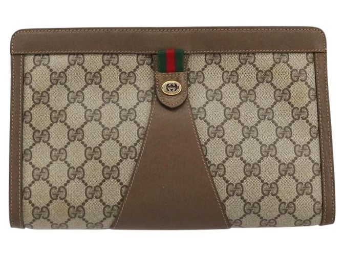 Borsa Sherry Line GG Supreme Web di GUCCI in PVC beige e oro 89 01 033 Auth yk20320 D'oro - vista 13