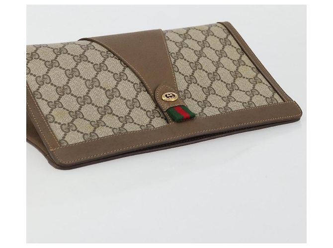 Borsa Sherry Line GG Supreme Web di GUCCI in PVC beige e oro 89 01 033 Auth yk20320 D'oro - vista 5