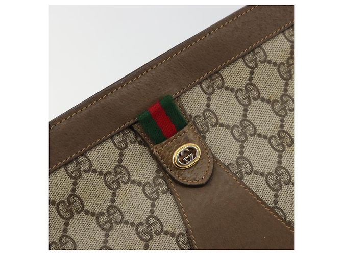 Borsa Sherry Line GG Supreme Web di GUCCI in PVC beige e oro 89 01 033 Auth yk20320 D'oro - vista 8