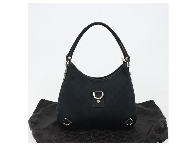 Borsa a Spalla Gucci Abbey GG in Tela Nera e Oro 130738 Auth yk20293SAV Nero D'oro - vista 12