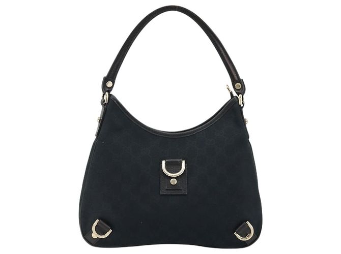 Borsa a Spalla Gucci Abbey GG in Tela Nera e Oro 130738 Auth yk20293SAV Nero D'oro - vista 13