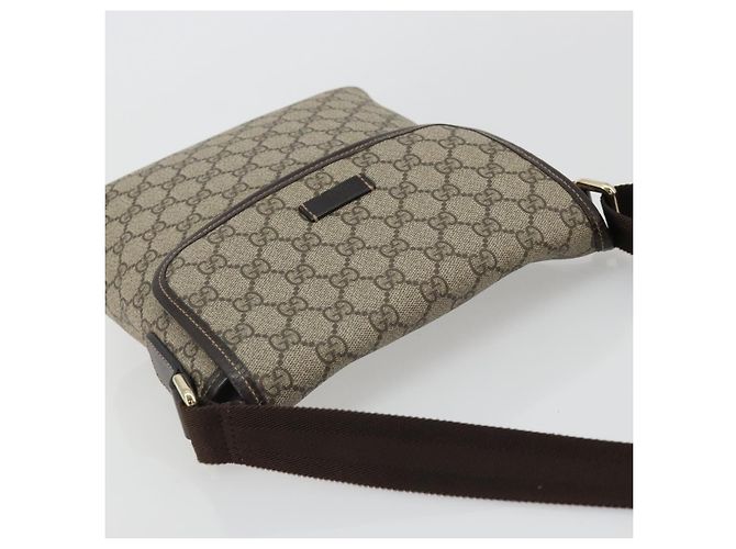 Gucci Bolsa de Ombro GG Supreme PVC Bege Ouro Auth 175441 Dourado - vista 6