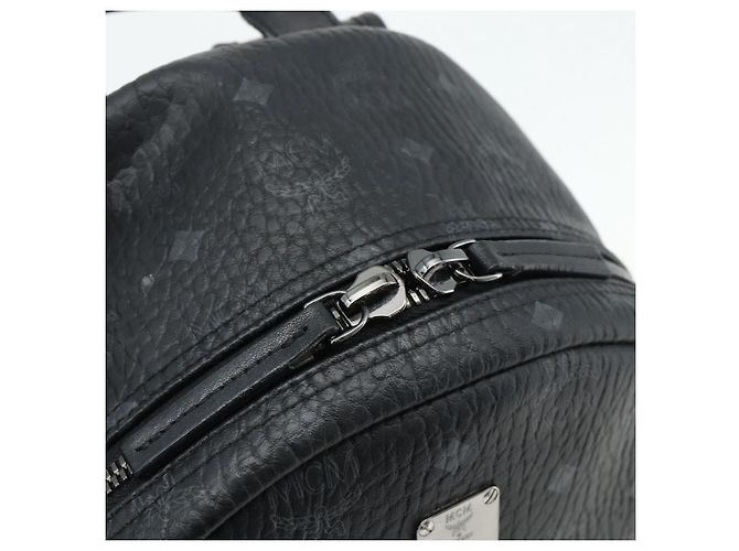 MCM Vicetos Logogram Zaino PVC Nero Argento Auth ka3959A - vista 10