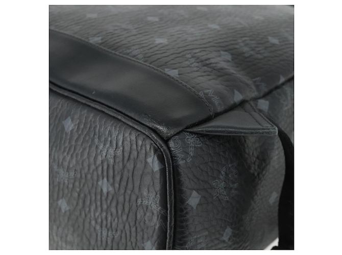 MCM Vicetos Logogram Zaino PVC Nero Argento Auth ka3959A - vista 17