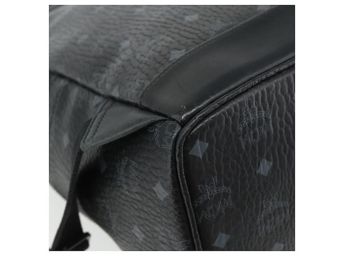 MCM Vicetos Logogram Zaino PVC Nero Argento Auth ka3959A - vista 18