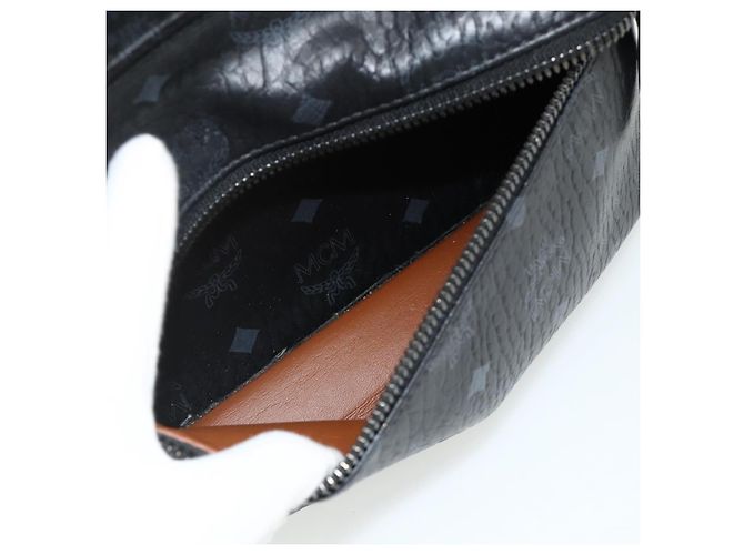 MCM Vicetos Logogram Zaino PVC Nero Argento Auth ka3959A - vista 24