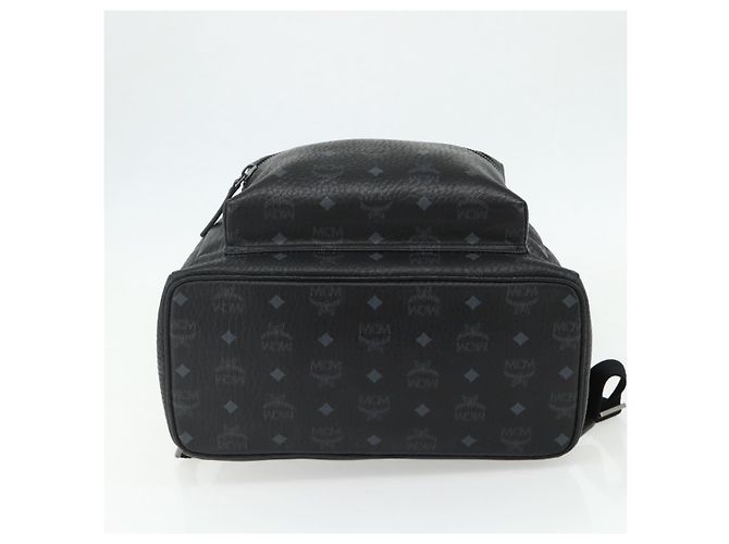 MCM Vicetos Logogram Zaino PVC Nero Argento Auth ka3959A - vista 5