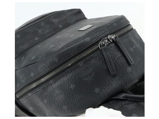 MCM Vicetos Logogram Zaino PVC Nero Argento Auth ka3959A - vista 6