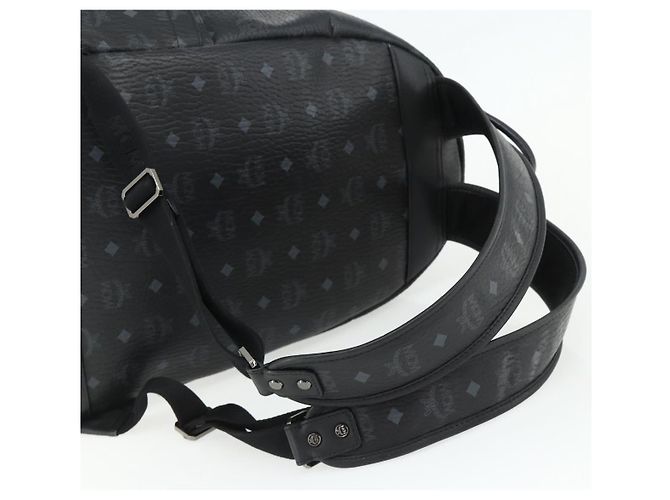 MCM Vicetos Logogram Zaino PVC Nero Argento Auth ka3959A - vista 8