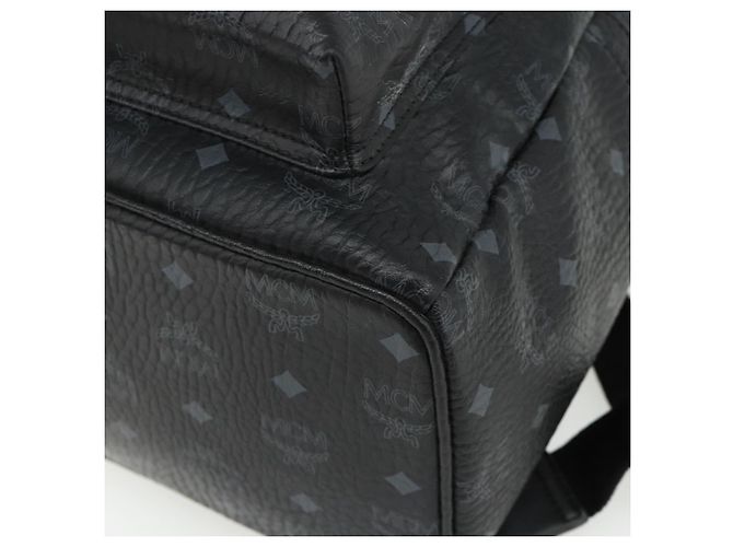 MCM Vicetos Logogram Zaino PVC Nero Argento Auth ka3959A - vista 9