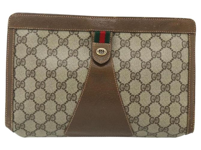 GUCCI GG Supreme Web Sherry Line Clutch Bag PVC Beige 89 01 033 Auth ti3825 - vista 13