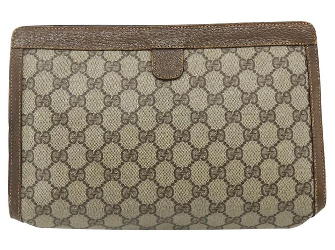 GUCCI GG Supreme Web Sherry Line Clutch Bag PVC Beige 89 01 033 Auth ti3825 - vista 2