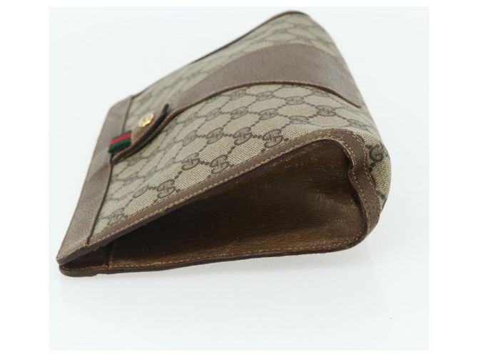 GUCCI GG Supreme Web Sherry Line Clutch Bag PVC Beige 89 01 033 Auth ti3825 - vista 3
