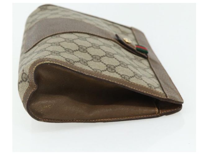 GUCCI GG Supreme Web Sherry Line Clutch Bag PVC Beige 89 01 033 Auth ti3825 - vista 4
