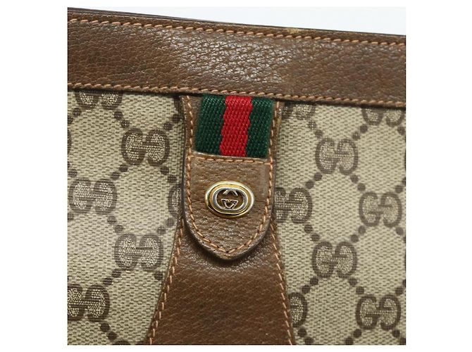 GUCCI GG Supreme Web Sherry Line Clutch Bag PVC Beige 89 01 033 Auth ti3825 - vista 8