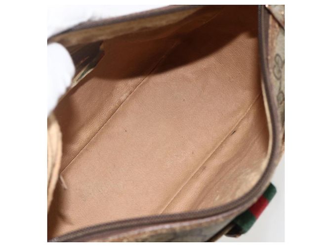 Gucci Borsa GG Supreme Web Sherry Line in PVC beige e oro 56 02 032 Auth YKZ1559 D'oro - vista 10
