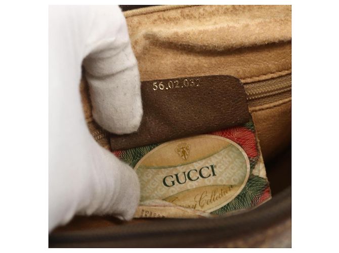 Gucci Borsa GG Supreme Web Sherry Line in PVC beige e oro 56 02 032 Auth YKZ1559 D'oro - vista 11