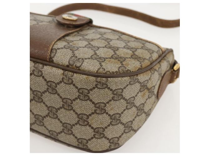 Gucci Borsa GG Supreme Web Sherry Line in PVC beige e oro 56 02 032 Auth YKZ1559 D'oro - vista 14