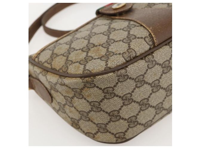 Gucci Borsa GG Supreme Web Sherry Line in PVC beige e oro 56 02 032 Auth YKZ1559 D'oro - vista 15
