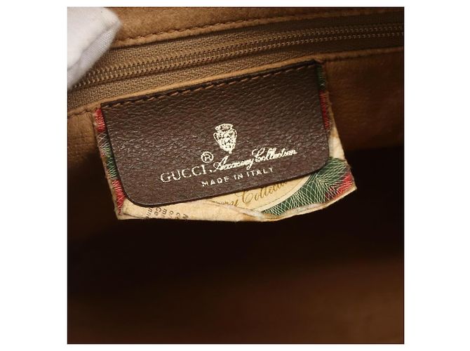 Gucci Borsa GG Supreme Web Sherry Line in PVC beige e oro 56 02 032 Auth YKZ1559 D'oro - vista 18
