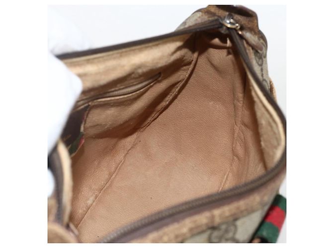 Gucci Borsa GG Supreme Web Sherry Line in PVC beige e oro 56 02 032 Auth YKZ1559 D'oro - vista 19