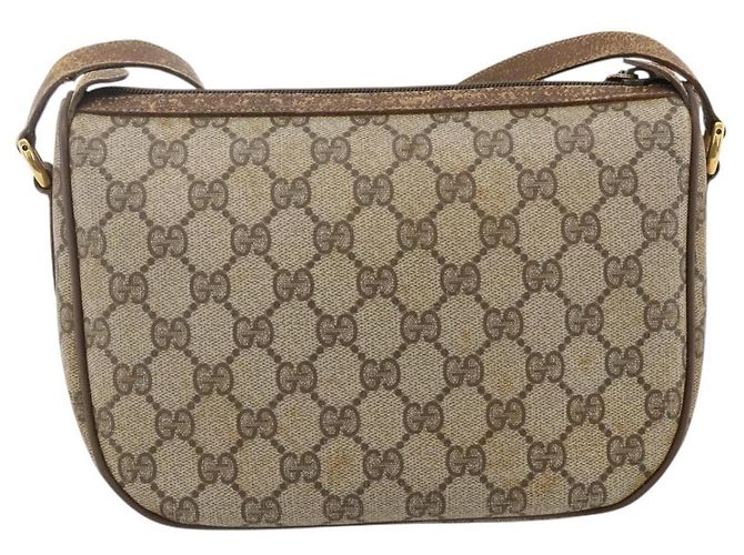 Gucci Borsa GG Supreme Web Sherry Line in PVC beige e oro 56 02 032 Auth YKZ1559 D'oro - vista 2