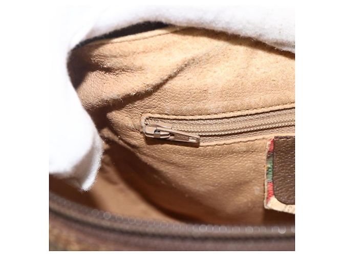 Gucci Borsa GG Supreme Web Sherry Line in PVC beige e oro 56 02 032 Auth YKZ1559 D'oro - vista 21